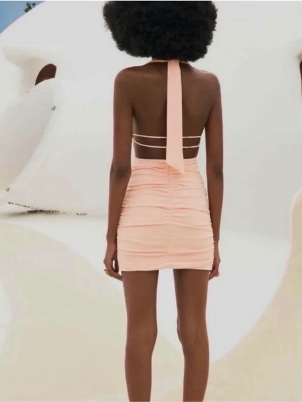 ZARA Ruched Halter Dress - Image 3