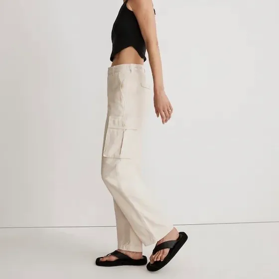 NWT Madewell Garment Dyed Low Slung Straight Cargo Pants Vintage Linen Beige 29 - Image 2