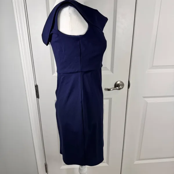 Lulus Navy Off Shoulder Sheath Midi Dress Stretch Lined Size M - Image 2