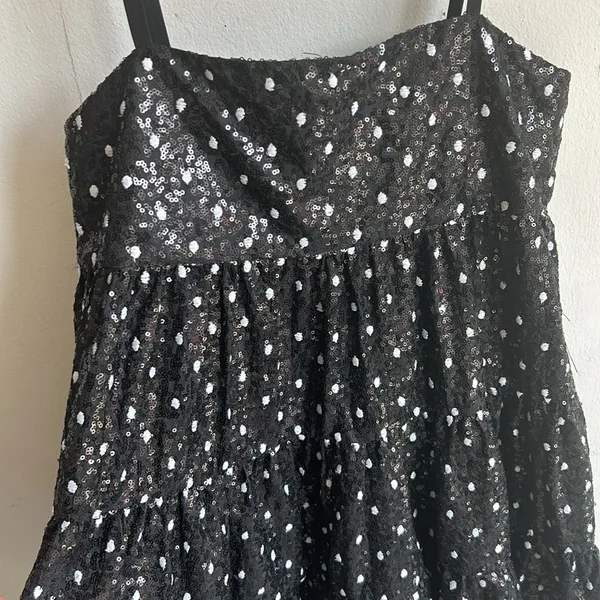ZARA Polka Dot Sequined Babydoll Dress Size XS NWT - Image 9