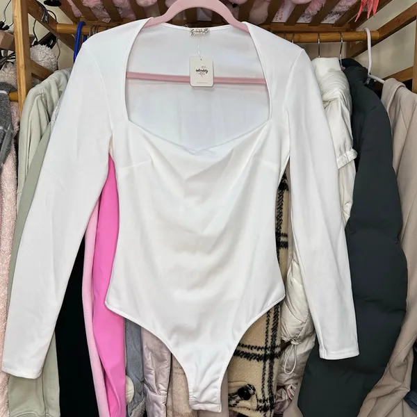 Free People Intimately BodySuit Top Size Small White Essential Summer‎ Basics - Image 6