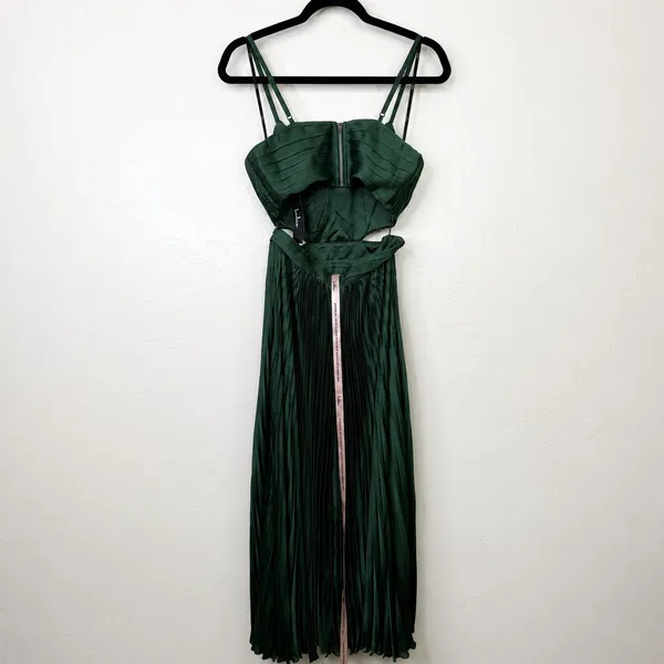 NEW Lulus Got the Glam Emerald Green Satin Pleated Cutout Maxi Gown Dress XS - Image 7
