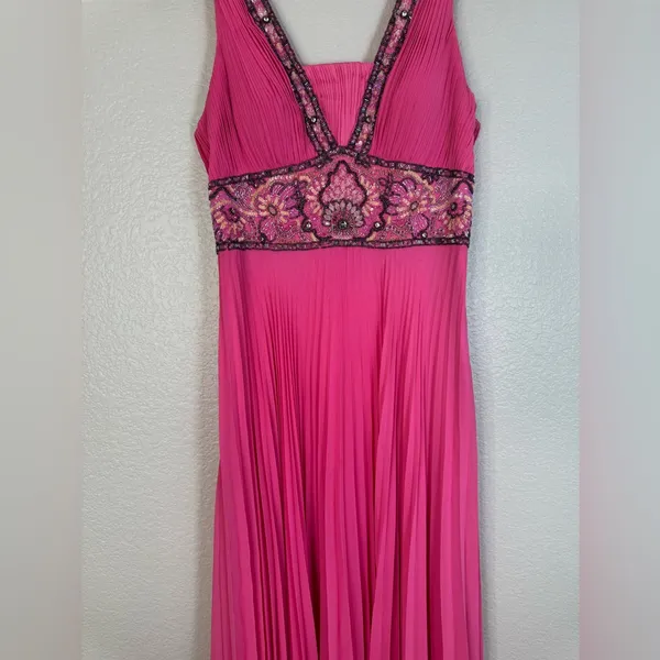 Sue Wong Nocturne Hot Pink Beaded Chiffon Gown size 6 - Image 7