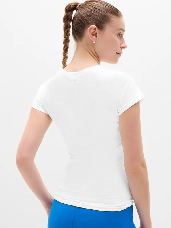 New Athleta M Momentum Flex Tee Short Sleeve Medium Regular Bright White - Image 3