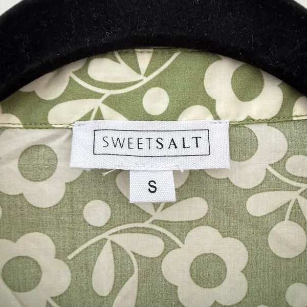 SweetSalt Womens Sage Green Floral Button Down Midi Dress Cotton Pockets Size S - Image 5
