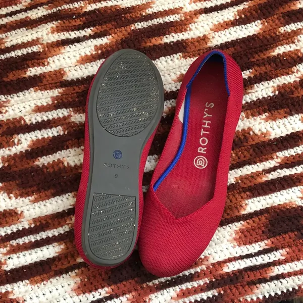 Rothy’s Red Round Toe Ballet Ballerina Flats Shoes Size 9 - Image 7