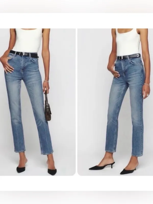Reformation Liza Ultra High Rise Slim Straight Jeans in Malta- Size 25 - Image 2