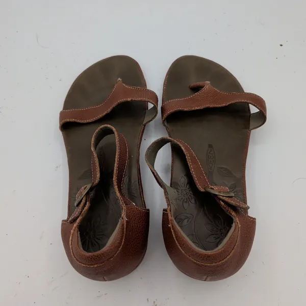 KEEN City of Palms Posted Sandals Brown Leather Flat Thong Womens‎ 7.5 1012390 - Image 6