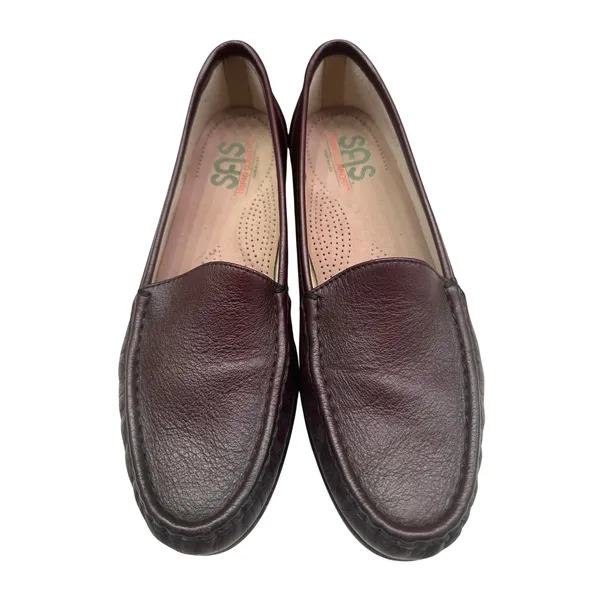 SAS Simplify Everyday Moccasin Loafer Antique Wine Women Sz 9.5N Leather Comfort - Image 2