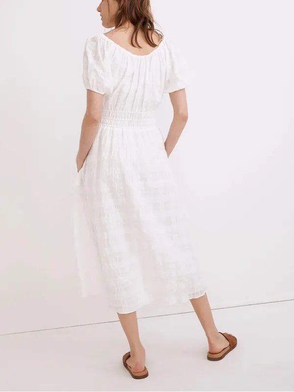 NWT Madewell Sophia Midi Dress in Seersucker Check - Image 3