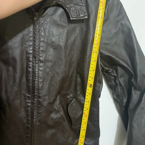 Vintage Santa Fe Leather Brown Full zip Bomber Jacket Lg Moto - Image 9