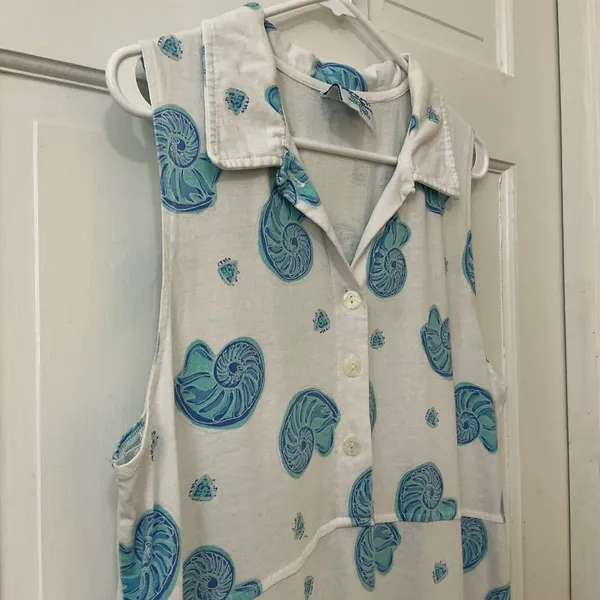 Zip Code Nautilus Shell Maxi Dress XL 100% Cotton Nautical Coastal Resort VTG - Image 5