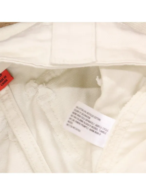 Woolrich X TGT Mid-Rise Barrel Leg Cargo Denim Jeans Pants Cream Off White 00 - Image 4