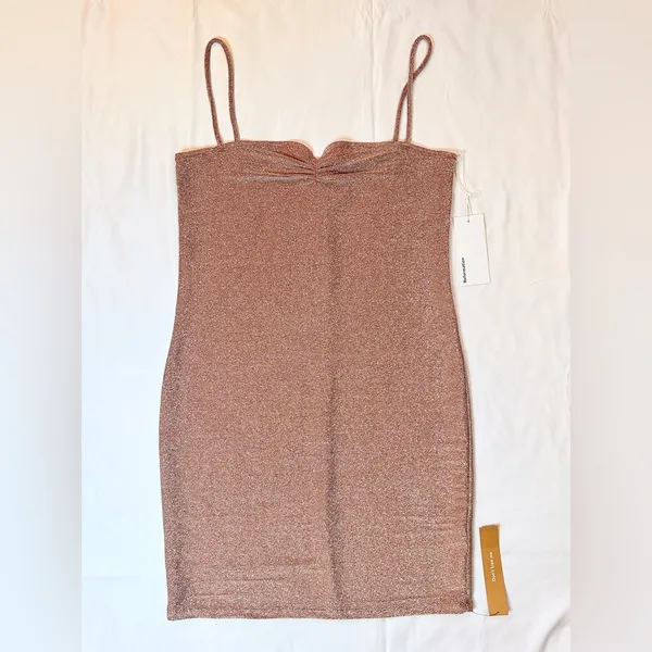 Reformation NWT Kyla Dress - Taupe Sparkle - M - Image 7
