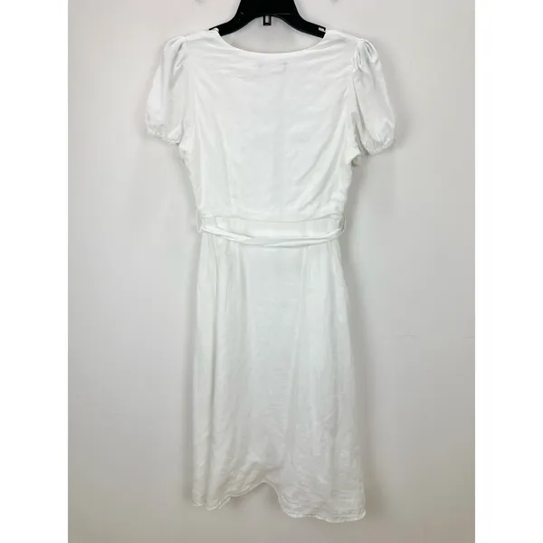 Lulus Sicily Sweetheart White Button-Front Puff Sleeve Midi Dress Classic Medium - Image 8
