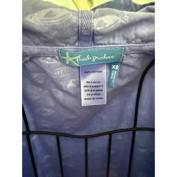 Fresh Produce Women's Size Small Purple Tiny Fish Broadcloth Andorak‎ Top Jacket - Image 2