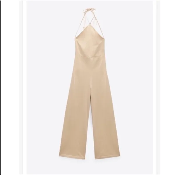 🐚‎ ZARA TAN BACK TIE JUMPSUIT! - Image 5
