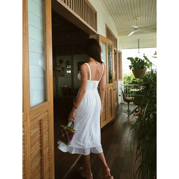 Commense Coastal Cowgirl Ruffle Hem Milk Maid Midi Dress XL White NWT - Image 3