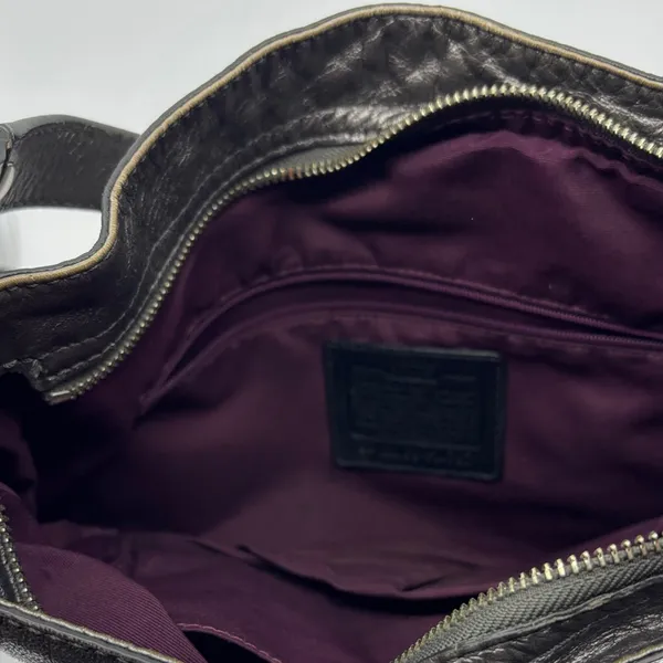 Coach Metallic Gray Leather Shoulder Bag - Image 5