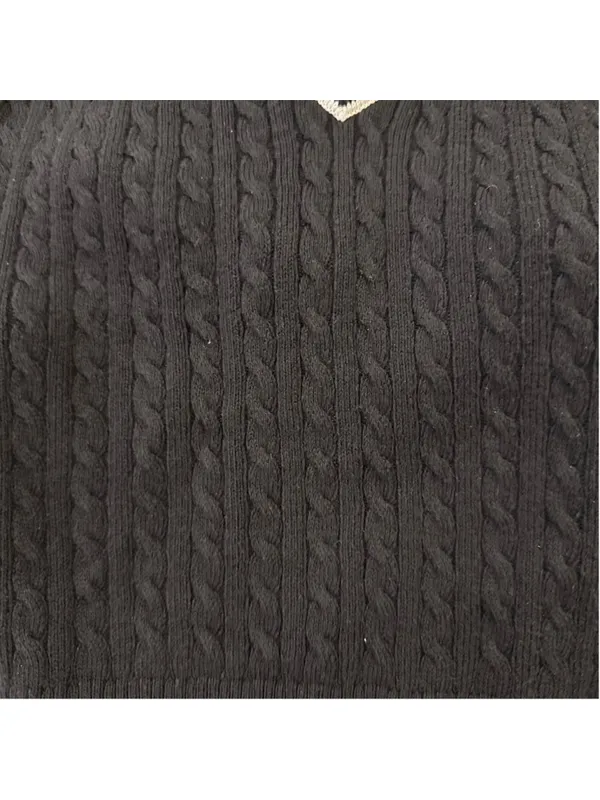 Banana Republic Black sweater halter neck top with white stripes built-in bra Si - Image 4