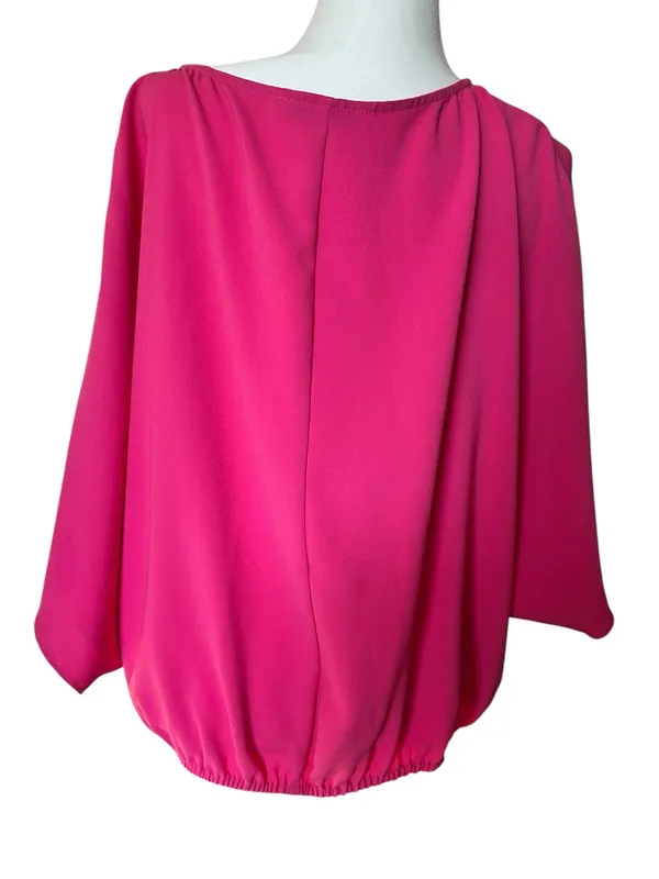 Trina Turk Coraline Hot Pink Barbiecore Blouson Sleeve Tunic Top M - Image 5