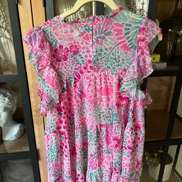 Red Dress Boutique Aura floral smocked dress mini colorful chiffon flutter ruffle short sleeve - Image 4