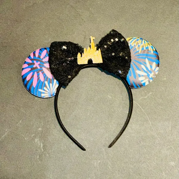 Disneyland Fireworks Cinderella Castle design Minnie Mouse ears headband - Image 2