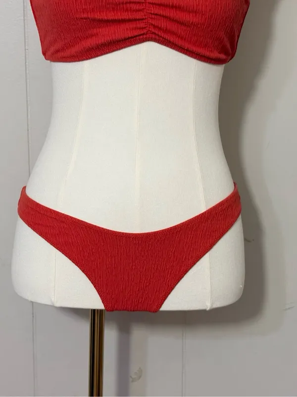 TJ Swim Ribbed Bandeau Bikini Set Rust Orange Size S Two Piece - Image 3
