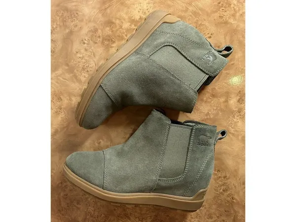 Sorel Evie II Chelsea Waterproof Suede Ankle Boots Green Women's Size 8 - Image 5