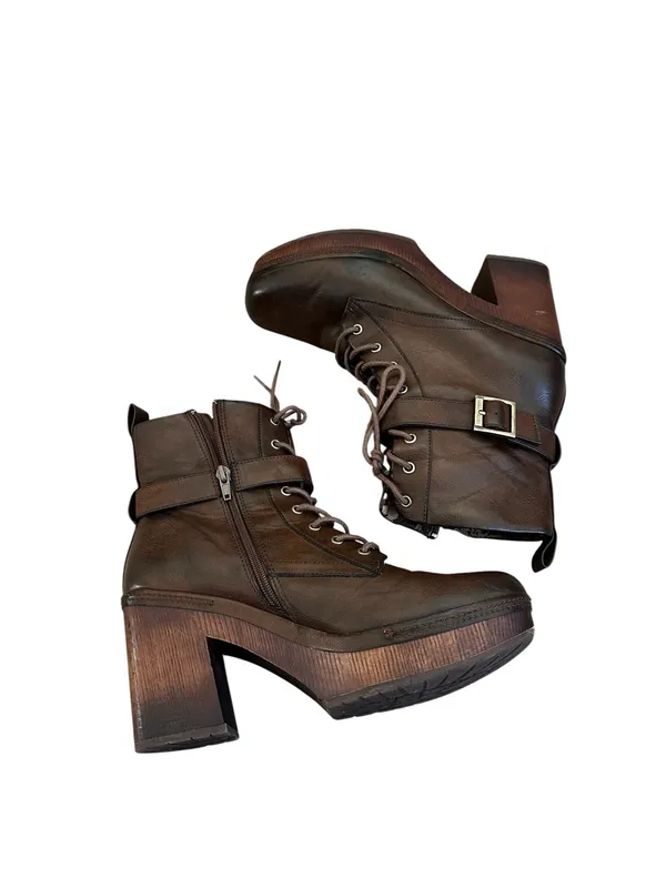 Korks Lace-up Ankle Boots Chunky Heel Platform Goth Grunge Steampunk Gorpcore - Image 3