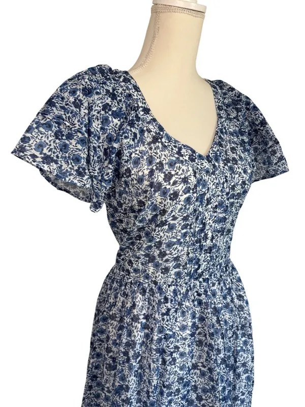 Downeast Charming Dress in Blue Ditsy Large New Womens Long Gown Dress - Image 3