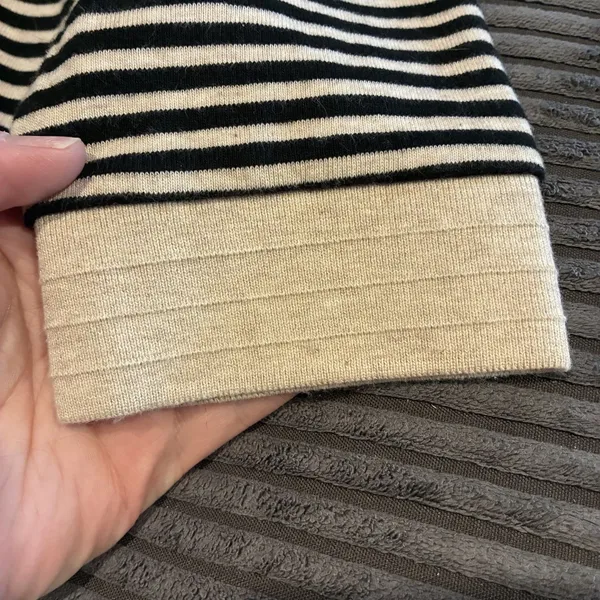 VTG Lauren Ralph Lauren Womens Medium Striped Top Black and Light Beige - Image 10
