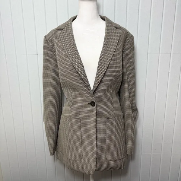 Calvin Klein Notch collar Women's‎ Checkered Blazer Size 6 - Image 5