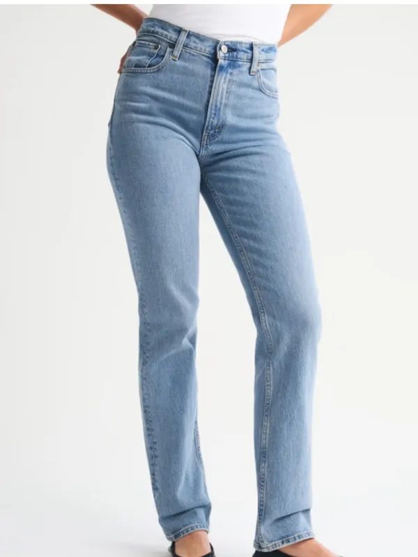 Abercrombie & Fitch the 90s slim straight ultra high rise jeans light wash 27/4 - Image 3
