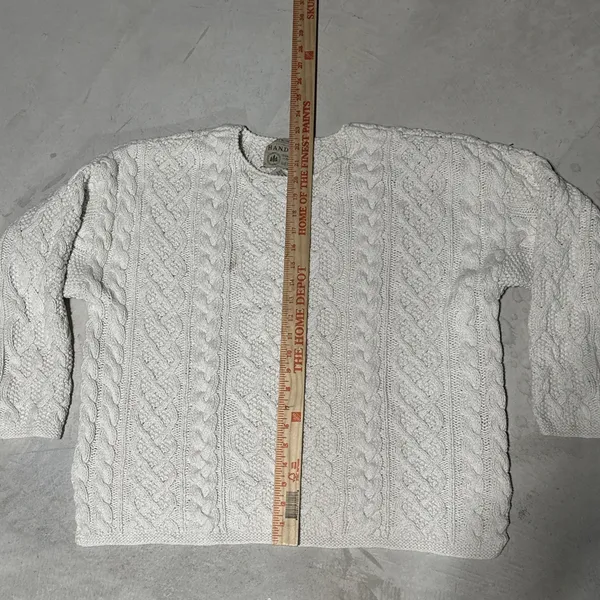 Vintage Abercrombie & Fitch Cable Knit Sweater Hand Made Grandpacore SZ S Thick - Image 7