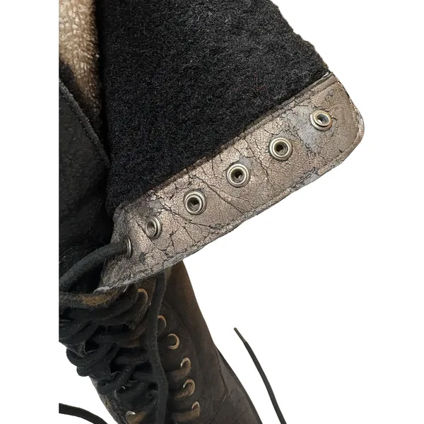 Sam Edelman Dupree Lace Up Combat Boots Black Leather Shearling Lined Edgy 8 - Image 4