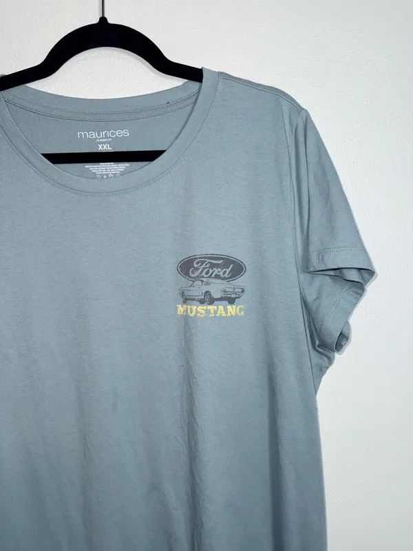 Maurices Mustang Wild & Free Graphic Tee Light Aqua Short Sleeve - Image 4