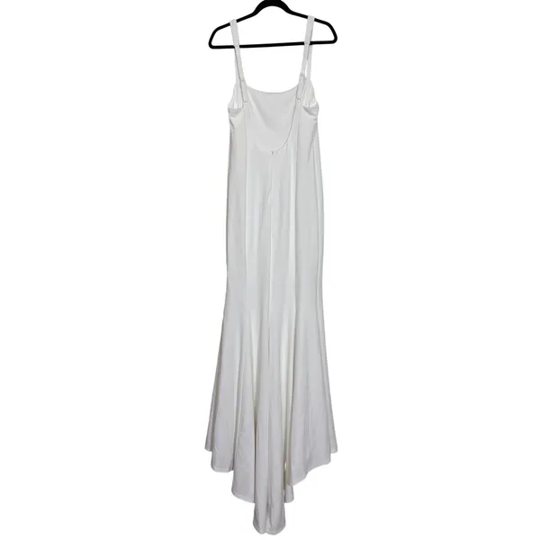 Lulus‎ White Square Neck Fishtail Gown Maxi Dress Adjustable Straps Size L - Image 4