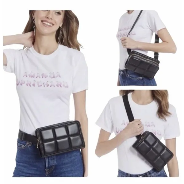 Amanda Uprichard Black Quilted Belt Bag Crossbody Fanny Pack NWT - Image 2