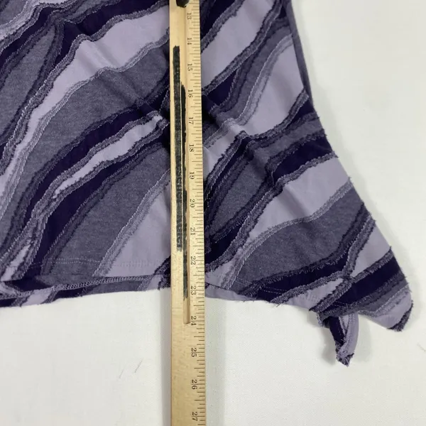 Simply Vera Vera Wang Shirt Womens Medium Purple Asymmetrical Hem Abstract‎ Top - Image 5