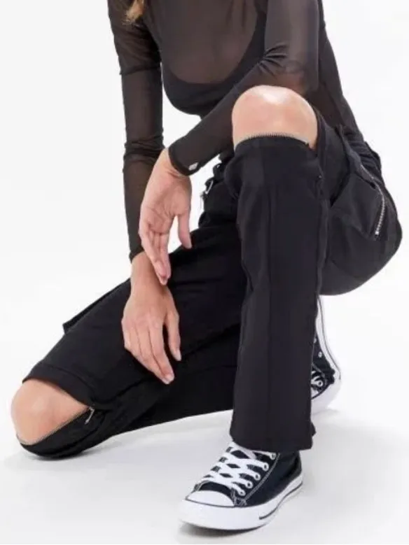 I.AM.GIA Ursa Cargo Pants Large Black Zip Off Convertible Shorts Silver Hardware - Image 12