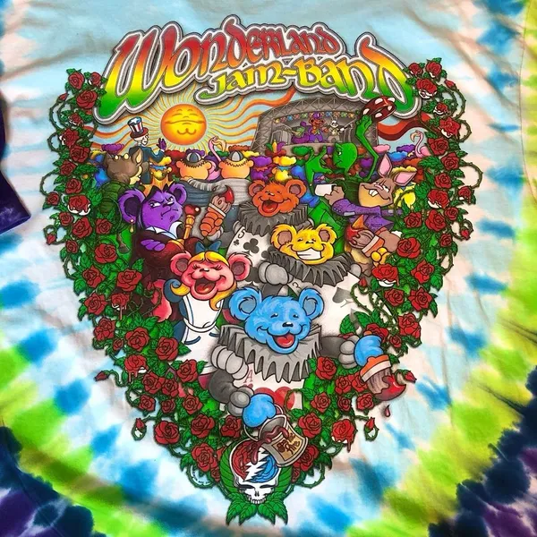Unisex GRATEFUL DEAD Alice In Wonderland Tie Dye Short Sleeve T-Shirt Sz 2XL NWT - Image 8