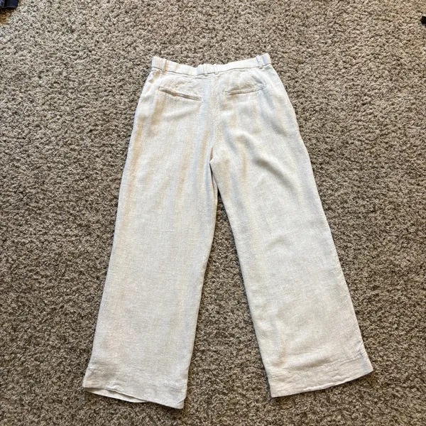 Abercrombie & Fitch High Rise Tailored Palazzo Pants in Beige Size 27/4 Short - Image 3