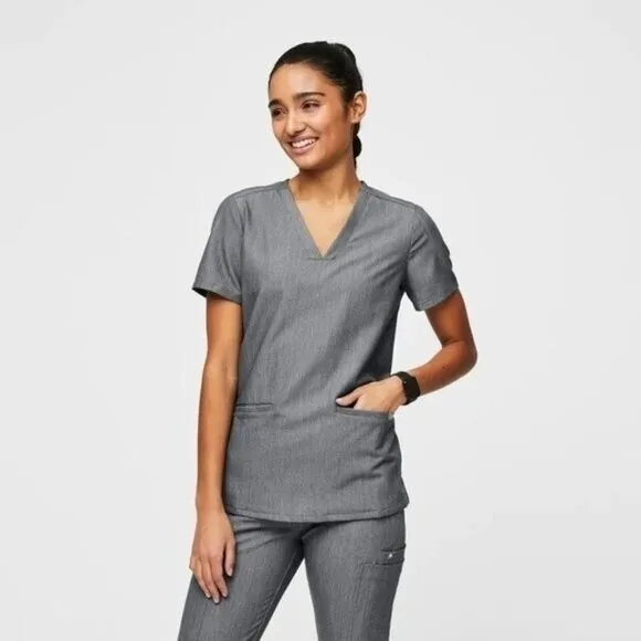 Figs Blue Casma‎ Short Sleeve V Neck Scrub Top - Image 2