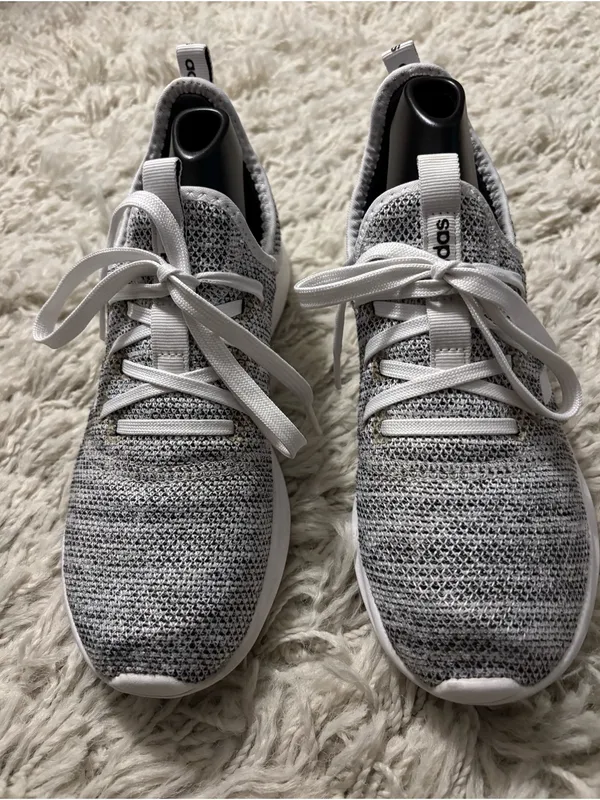 adidas Cloudfoam Sneakers Women’s Size 6.5 Grey and White Knit Lace-Up Sneakers - Image 6