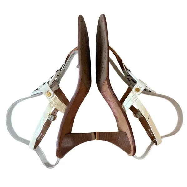 Tory‎ Burch Holly White Patent Double T Kitten Heel Slingback Sandals 9.5 - Image 8