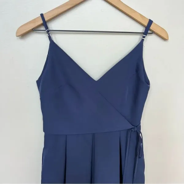 Lulus Thinking About You Navy Blue Pleated Faux Wrap Midi Dress Size Small - Image 6