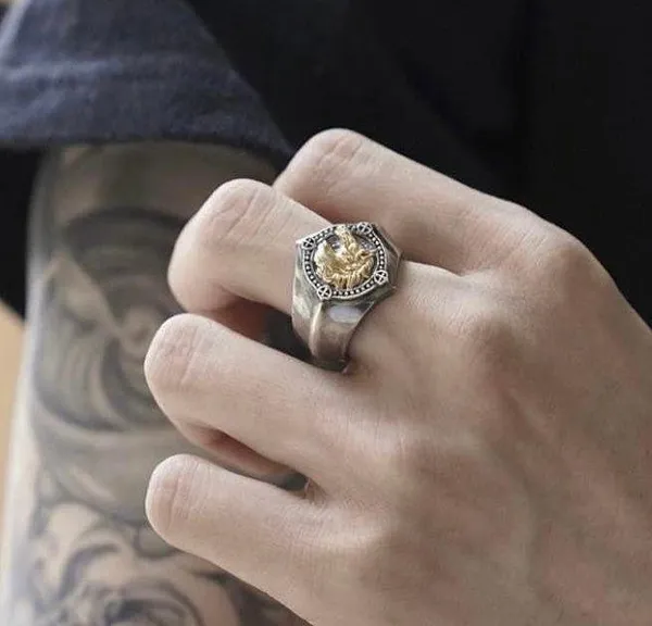 925 Silver Plated Adjustable Horse Ring for Men Women,Animal Ring,Punk Hip Hop - Image 3