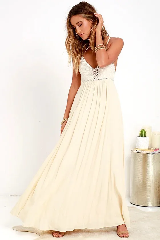 Lulus Crotchet Detail Maxi Dress - Image 2