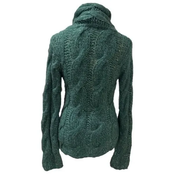 Anthropologie Sleeping‎ on Snow Green Knit Wool Blend Zipup Jacket Cabin Cozy S - Image 6